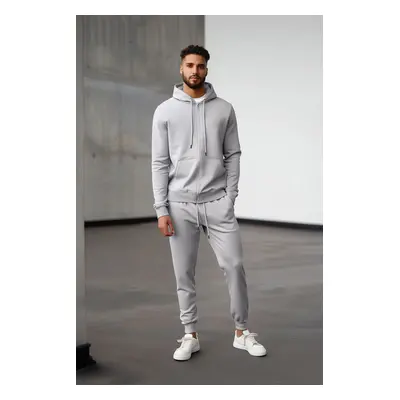 Trendyol Gray Melange Oversize/Wide Cut Hooded Basic Tracksuit Set