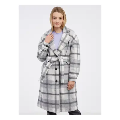 Light gray ladies checkered coat Noisy May Jonas - Ladies