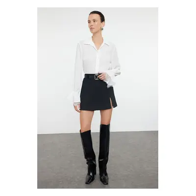 Trendyol Regular Fit Shirt with Lace Detail on Ecru Sleeves