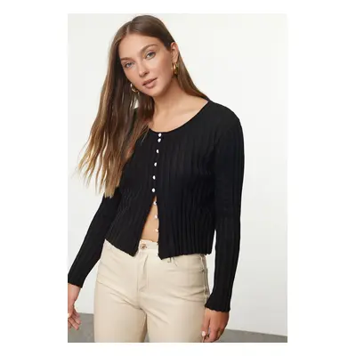 Trendyol Black Button Detailed Knitwear Cardigan