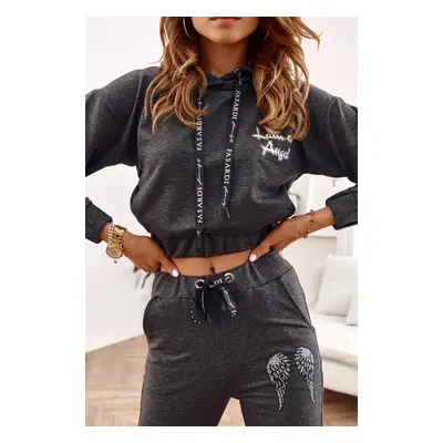 Women's tracksuit with wings dark gray