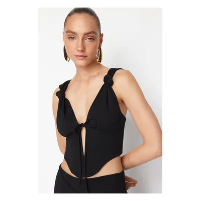 Trendyol X Zeynep Tosun Black Knitted Lacing Detailed Underwire Bustier