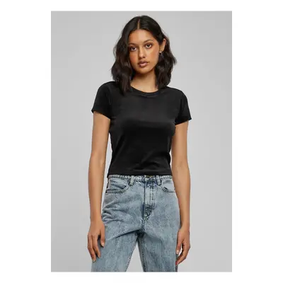 Women's short velvet T-shirt in black color