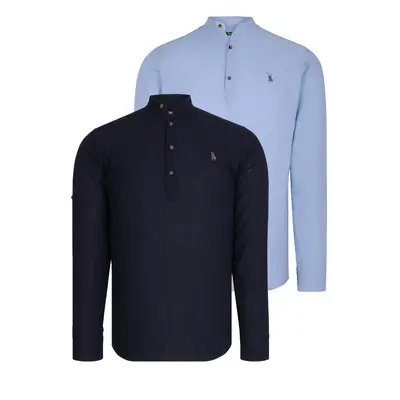 DOUBLE SET G783 DEWBERRY JUDGE COLLAR SHIRT-NAVY-BLUE