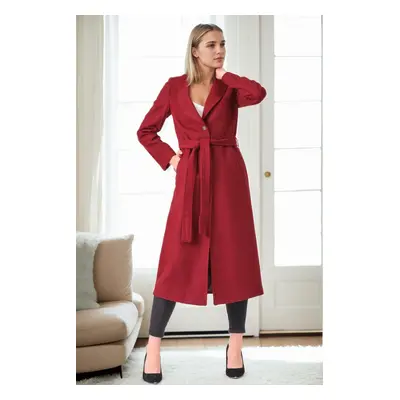 Z6681 DEWBERRY LADIES' COAT-BURGUNDY-1