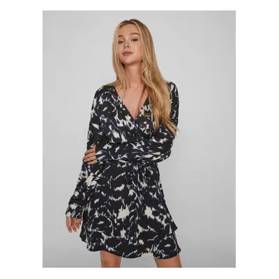 Black Ladies Patterned Wrap Dress VILA Daya - Women