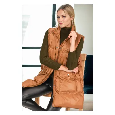 Z6729 DEWBERRY HK STYLE WOMEN'S VEST-CAMEL-1