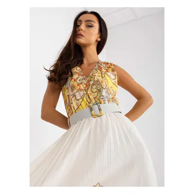 Dress-DHJ-SK-13128.61-White/Yellow