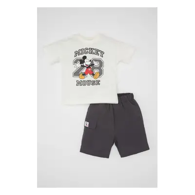 DEFACTO Baby Boy 2-Piece Set Disney Mickey & Minnie Short Sleeve T-Shirt Shorts