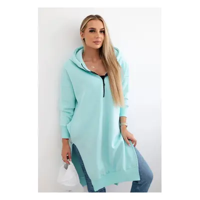 Women's insulated sweatshirt with slits on the sides - mint