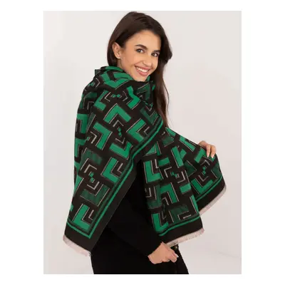 Black and green scarf with geometric patterns