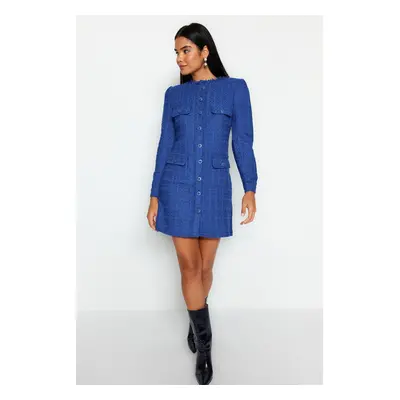 Trendyol Saks Straight Cut Tweed Jacket Woven Dress