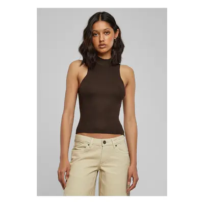 Women's turtleneck with short rib knit brown