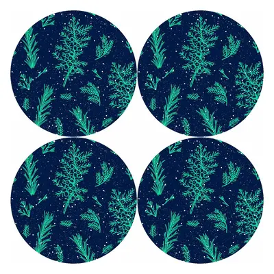 Bertoni Home Unisex's Round Table Pads Set Juniper Navy Blue/Green