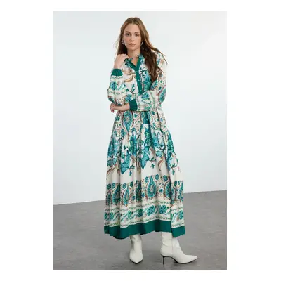 Trendyol Green Floral Viscose Woven Dress