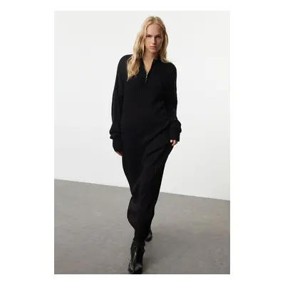 Trendyol Black Maxi Knit Plain Wide Pattern Dress