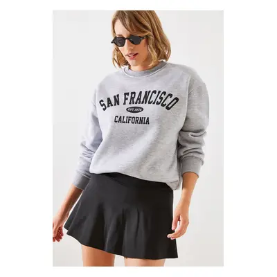 Bianco Lucci Women's Triple Thread Raised San Francisco Printed Sweatshirt MBHS006