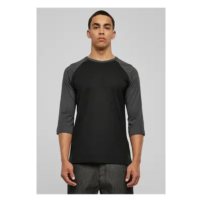 Contrasting 3/4 sleeve raglan t-shirt blk/cha