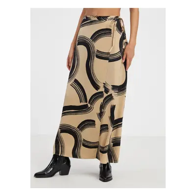 Beige women's patterned wrap maxi skirt AWARE by VERO MODA Gu - Women's