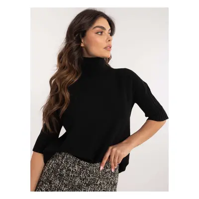 Black loose women's turtleneck sweater