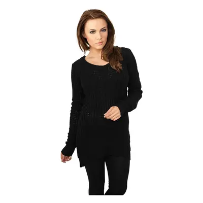 Women's sweater with a long wide neckline in black