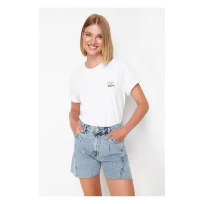 Trendyol Light Blue Pleated High Waist Denim Shorts