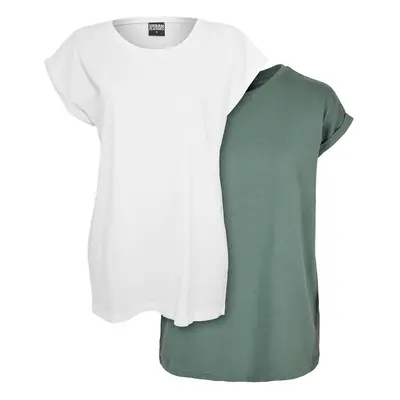 Women's T-shirt with extended shoulder 2-pack white+pale