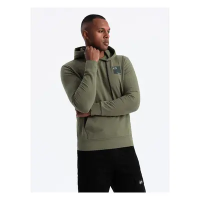 Ombre Men's kangaroo hoodie with logo - olive