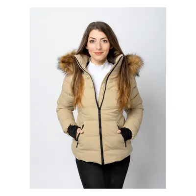 Women's quilted winter jacket GLANO - beige