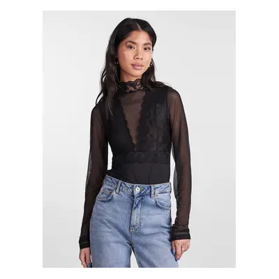 Black Women's Bodysuit with Lace Pieces Sicca - Women's