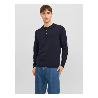 Jack & Jones Dark Blue Mens Long Sleeve Polo T-Shirt Jack & J - Men