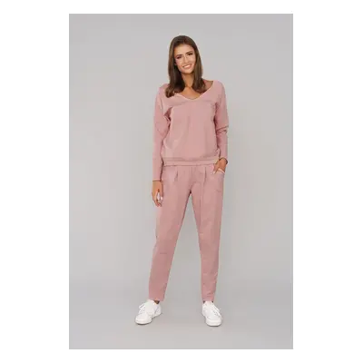 Karina women's tracksuit with long sleeves, long pants - powder pink