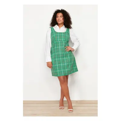 Trendyol Curve Green Tweed Woven Plus Size Dress