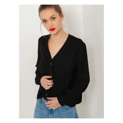 Black Blouse with V-neck CAMAIEU - Women