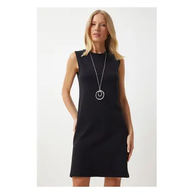 Happiness İstanbul Women's Black Sleeveless Daily Combed Cotton Dress