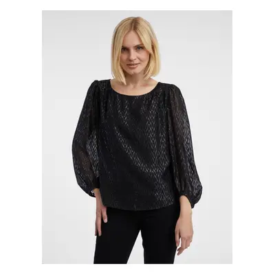 Orsay Black Ladies Patterned Blouse - Women