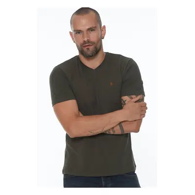 T8568 DEWBERRY V-NECK MEN'S T-SHIRT-KHAKI