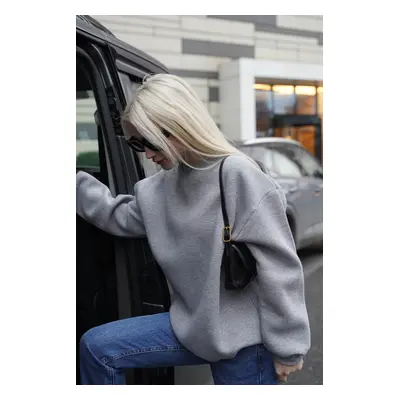 Madmext Gray Crew Neck Basic Sweatshirt