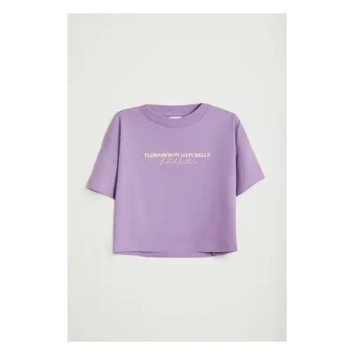 GRIMELANGE AGATE-GRM24025 100% cotton printed short sleeve girls t-shirt Lilac T-Shirt