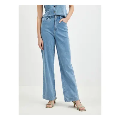 Light blue womens wide jeans AWARE by VERO MODA Rebecca - Women