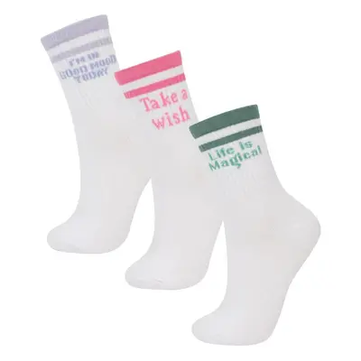 DEFACTO Girl's 3-Piece Cotton Long Socks