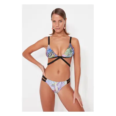 Trendyol lila levél mintás bikini felső