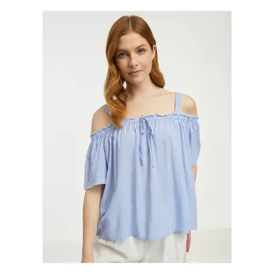 White and Blue Ladies Striped Blouse CAMAIEU - Ladies