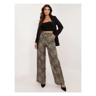 Beige and black patterned eco-leather trousers