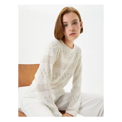 Koton Knitwear Sweater Openwork Crew Neck Long Sleeve