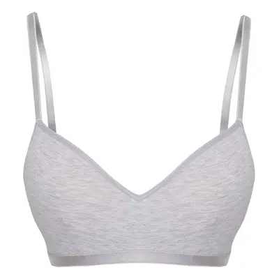 Trendyol Grey Melange Cotton Non-Padded Non-wired Covered Rope Strap T-Shirt Bra Knitted Bra