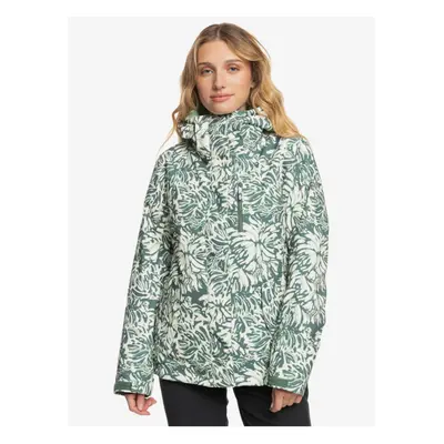 Women's Green-Cream Winter Patterned Jacket Roxy Jetty - Women