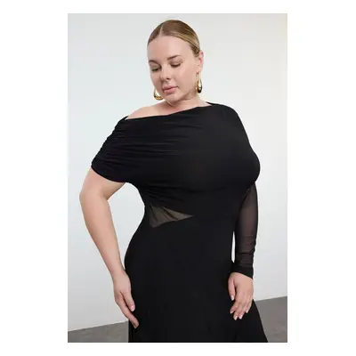 Trendyol Curve Black Sandy Knitted Plus Size Dress