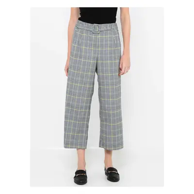 Gray Ladies Checkered Glittering Culottes CAMAIEU - Ladies