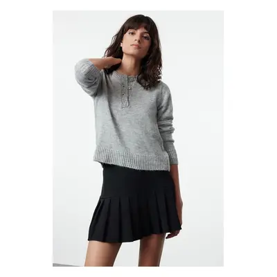 Trendyol Gray Soft Textured Basic Knitwear Sweater